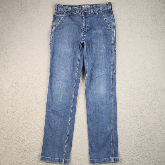 Carhartt Jeans Mens 32x34 Blue Relaxed Denim Straight Rugged Flex Workwear Pants - Picture 2 of 14